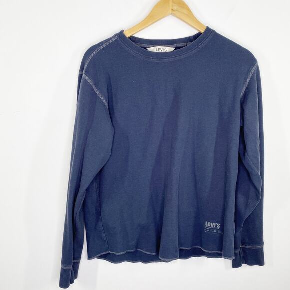Levi's Red Tab Navy Blue Long Sleeve 100% Cotton Shirt Men's Size Medium M - Picture 1 of 6